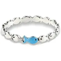 Villa Sorgenfrei Schmuckmanufaktur Silberring Gegen den Strom. Zarter schmaler Sterling Silber Ring mit blauem Fisch (1-tlg)