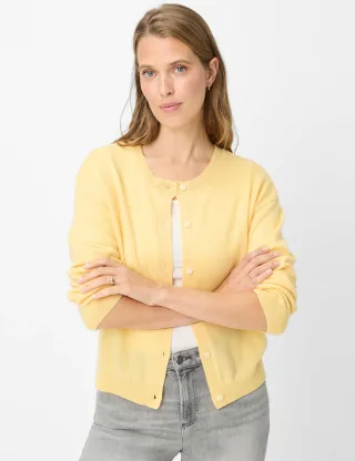 Brax Damen Strickjacke Style ANN, gelb, Gr. 42