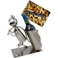 BRUBAKER Weinflaschenhalter Frosch mit Blatt Flaschenhalter, (inklusive Grußkarte), Metall Skulptur, Wein Geschenk