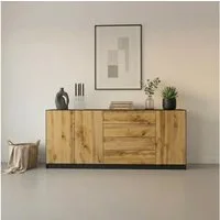 borchardt Möbel Sideboard Vaasa, Kommode mit 3 Türen und 4 Schubkästen auf Kugelführungen, Breite 190 cm