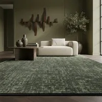 KADIMA DESIGN Wollteppich KOFEL Wohnzimmer Waschbar Schlafzimmer Wohnzimmerteppich Esszimmer, Läufer, Höhe: 9 mm, Grün, 80x150 cm, Esszimmerteppich Schlafzimmerteppich Waschbar
