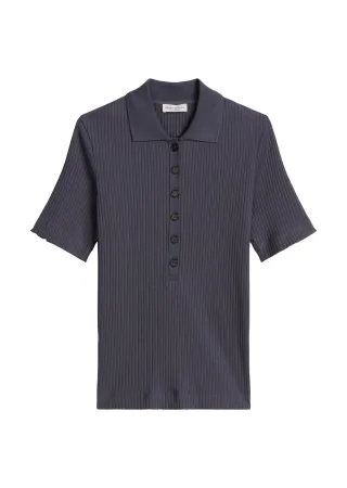 Marc OPolo Casual - Geripptes Poloshirt slim Blue Graphite - Gr. - XS