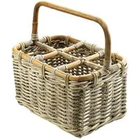 Kobolo Flaschenkorb Flaschenträger für 6 Flaschen aus Rattan Kubu