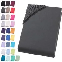 Visaggio Spannbettlaken Jersey aus 100% Baumwolle Boxspringbett / Wasserbett Spannbetttuch, Jersey, Gummizug: rundum, Spannbettlaken, für Matratzenhöhen bis 32 cm, Steghöhe 40 cm