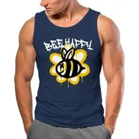 Neverless Tanktop Herren Tank-Top Aufdruck Bee Happy Biene Blume Graffiti mit Print