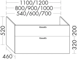 Burgbad WTU.-Schr. Sys30 PG4 Sana 520x1100x460 Eiche Weiß, WSDA110F6335 WSDA110F6335