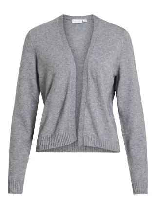 VILA - VIRIL SHORT L/S KNIT CARDIGAN-NOOS Medium Grey Melange - Gr. - XL