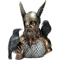 Figuren Shop GmbH Dekofigur Odin Büste – Veronese Skulptur mit Raben Hugin & Munin 22,5 cm Deko