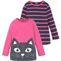 KIDSWORLD Langarmshirt für kleine Mädchen (2-tlg., 2er-Pack) Langarm, lässige Passform