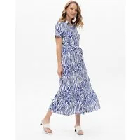 Passioni Blusenkleid in Blau- Weiß Bindegürtel