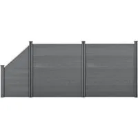 neu.holz Gartenzaun, (mit Pfosten), »Utrera« Lamellenzaun mit Schräge WPC Sichtschutz 183x451cm Grau