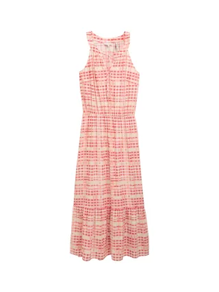 Tom Tailor - Maxi-Kleid mit Muster berry red check design - Gr. - 38
