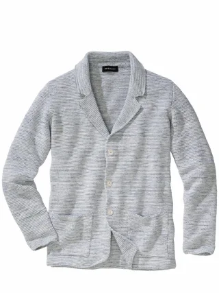 Mey & Edlich Herren Piano-Stricksakko Blau 100 % Baumwolle