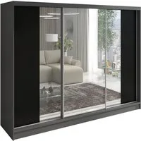 A&J MöbelLand GmbH Schiebetürenschrank VIDA 200 cm 3-türig Schrank mit Schubladen und Spiegel (TOP ANGEBOT! Geräumiger Schrank mit einer Breite von 200 cm und Spiegel, ideal zur Aufbewahrung von Kleidung und Accessoires. 3 Schubladen und viel Staurau