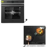 KB Elements Induktions Herd-Set Kratzfestes Induktion 60 cm mit Einbaubackofen 60 cm, mit 2-fach-Teleskopauszug, AQUA CLEAN, Air Fry Funktion, Rotisserie Funktion, 2 Flexzonen