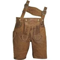 Fuente Leather Wears Trachtenlederhose Trachten Bermuda Herren Büffellederhose kurze Lederhose Beige braun