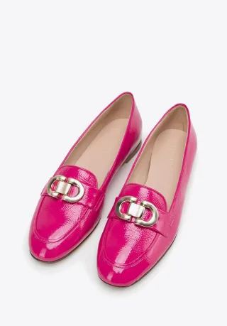 Wittchen Damen-Mokassins aus Lackleder mit Zierschnalle, rosa