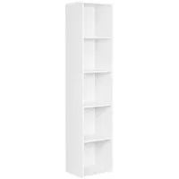 Woltu Bücherregal, 1-tlg., Standregal Weiß, Kippschutz, 30x132x24 cm