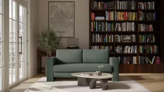 BRUNO Schlafsofa 160cm in Forest Green Grün | Kubus | stabiles Massivholz & Boxspringkomfort