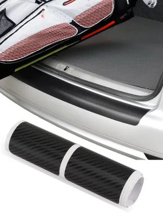 Ladekantenschutz Folie Carbon Optik Schwarz gegen Kratzer Macken Beschädigungen passgenau zugeschnitten für Ford Focus IV Turnier Kombi ab 2018-