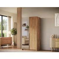 MOEBLO Drehtürenschrank Lunaro II (moderner Kleiderschrank 2-türig Schrank Garderobe Schlafzimmer, 100 cm, mit Spiegel Drehtüren Weiß Kaschmir Artisan Gold Griffe optional mit Aufsatz) (BxHxT): 100 x 204 x 58 cm