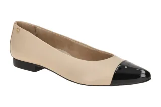 Paul Green Damen Ballerinas 1128-00 Beige Black/Biscuit Leder Slipper spitz 1...