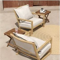 Outsunny Gartentisch Beistelltisch Outdoor, 2er-Set klappbrer Holztisch aus Holz (Campingtisch, 2-St., Klapptisch), für Garten, Balkon, Teak, 45 x 45 x 45 cm