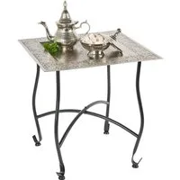 Marrakesch Orient & Mediterran Interior Beistelltisch Orientalischer Beistelltisch Sule modern aus Metall in Silber 42 cm (1-St), Handarbeit