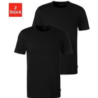 Jack & Jones T-Shirt JACBASIC mit Rippbündchen und angenehmem Tragekomfort (2er-Pack) unifarben, modisch, regular fit, Baumwolle, Rundhals