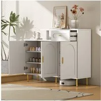 Flieks Kommode mit 1 Schublade und 3 Türen (B120/T35/H92 cm, 1 St., für Flur, Wohnzimmer, Schlafzimmer), Sideboard Schuhschrank Mehrzweckschrank mit verstellbare Einlegeböden