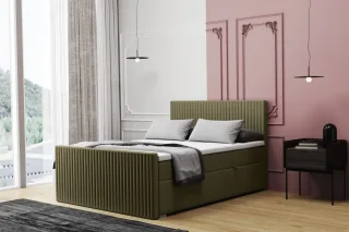 Boxspringbett Schlafzimmerbett MONTY 180x200cm in Stoff Monolith Olive