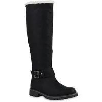 VAN HILL 813736 Stiefel Warm Gefütterte Damen Stiefel Biker Boots Winter Bikerstiefel