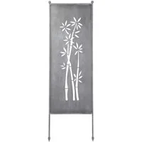 finehomegarden Gartenstecker Stele Metall Bambus Sichtschutz grau (1-St) Windschutz Outdoor H205cm B64cm Dekowand Garten / Spedition