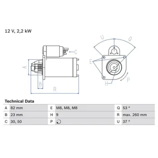 Bosch Anlasser 2,2 kW Citroen Fiat Peugeot 0986017020