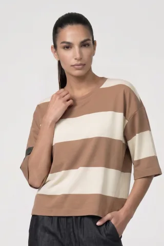 monari - Sweatshirt mit Colorblock brown sugar ringel - Gr. - 38