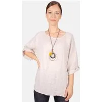 Seasons of April Kurzarmbluse LINA OVERSIZED Weit geschnittene Leinenbluse