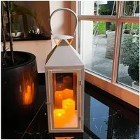 Mojawo Laterne XXL Garten - Laterne Windlicht Weiß Metall 54cm