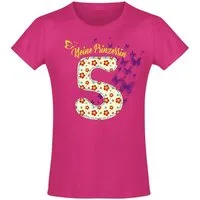 Baddery Print-Shirt Geburtstagsgeschenk für Mädchen: "5 Jahre mit Blumen", hochwertiger Siebdruck, aus Baumwolle