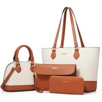 OKWISH Henkeltasche Umhängetasche Tragetasche Aktentasche Handtasche (Arbeitstasche Messenger-Tasche Top Griff mit Schultergurt, 4-tlg., Bürotasche, Ledertasche, Unitasche, Freizeittasche, Kunstleder), für Frauen Arbeit Business Schule Büro Reisen us