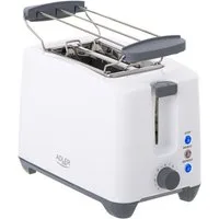 ADLER EUROPE Toaster AD 3216 Frühstückstoaster mit Brötchenaufsatz, 7 Bräunungsstufen, 2 kurze Schlitze, für 2 Scheiben, 1000 W, Auftauen, Aufwärmen, Stopp, Abschaltautomatik, Weiß