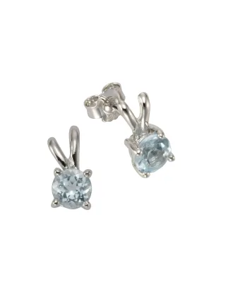 Zeeme Gemstones Ohrringe Silber 925 rhodiniert mit 2x Blautopas (beh.) 6mm