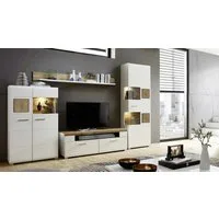 Innostyle Wohnwand Wohnwand 2 Fun Plus Anbauwand weiß matt Eiche Altholz Hirnholz 325 cm, (4-St)