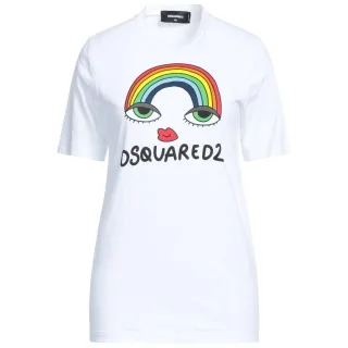 Dsquared2 Regenbogen-grafik Weißes T-shirt