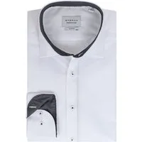 Eterna Businesshemd SLIM FIT, Weiß, Bügelfrei, Dynamic Cotton™, 100% Baumwolle Langarm 67cm, OHNE Brusttasche, Kentkragen mit Besatz