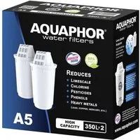 AQUAPHOR Kalk- und Wasserfilter Filterkartusche A5 Pack 2., Zubehör für Tischwasserfilter Provence, Smile, Prestige., AQUALEN Technologie. Bis zum 350 L. Kapazität.