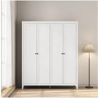 OTTO home Kleiderschrank Borkum Sideboard Anrichte mit 6 Schubladen Landhaus weiß (schwarze Griffe aus Metall) Schlafzimmerschrank mit 6 Böden und Kleiderstange, 4 Türen