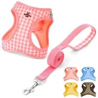Ledander Hunde-Geschirr Hundegeschirr Leine Set für Hunde, Atmungsaktive Step-In Geschirr, aus Mesh mit gepolsterter Weste Anti Zug Reflektierend Verstellbar