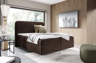 Boxspringbett Schlafzimmerbett EMILIO PREMIUM 140x220cm Stoff Poso Dunkelbraun