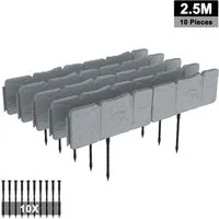 FIVMEN Rasenkante Beeteinfassung Kunstoff mit Bodenspikes Mähkante Palisade, für Blumen Gartenzaun Pro Stück 25x10cm (L x H)