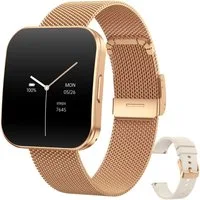 Levowatch TINY Damen Smartwatch, Sprachassistent, AMOLED Always-On Display Smartwatch (4.7 cm/1.8 Zoll, Android und iOS) Fitness Tracker Uhr, 3 Armbänder, Menstruationszyklus, wasserdicht, 8mm Gehäuse, 4-teilig, Schrittzähler, Puls, SpO2, Blutdruck, 